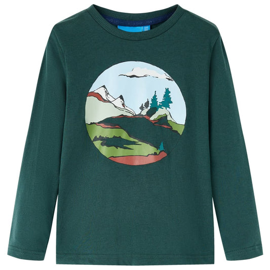 Kids' T-shirt with Long Sleeves Dark Green 104