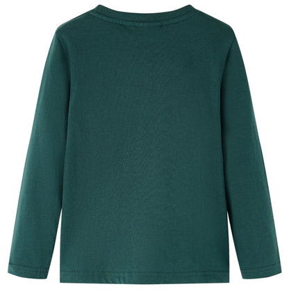 Kids' T-shirt with Long Sleeves Dark Green 128