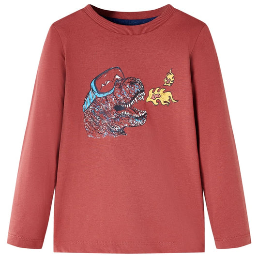 Kids' T-shirt with Long Sleeves Burnt Red 128