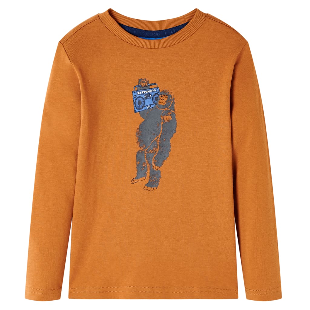 Kids' T-shirt with Long Sleeves Dark Ochre 92