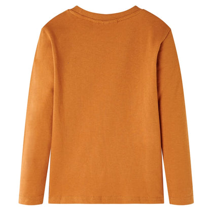 Kids' T-shirt with Long Sleeves Dark Ochre 116