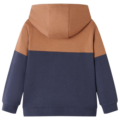 Kids' Hooded Sweatshirt with Half Zip Anthracite and Cognac 92