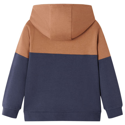 Kids' Hooded Sweatshirt with Half Zip Anthracite and Cognac 128