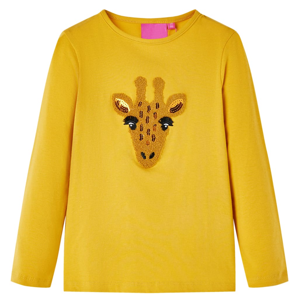 Kids' T-shirt with Long Sleeves Dark Ochre 92