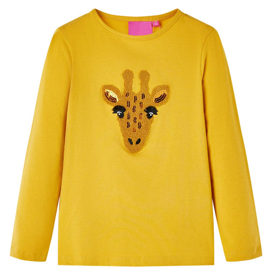 Kids' T-shirt with Long Sleeves Dark Ochre 92