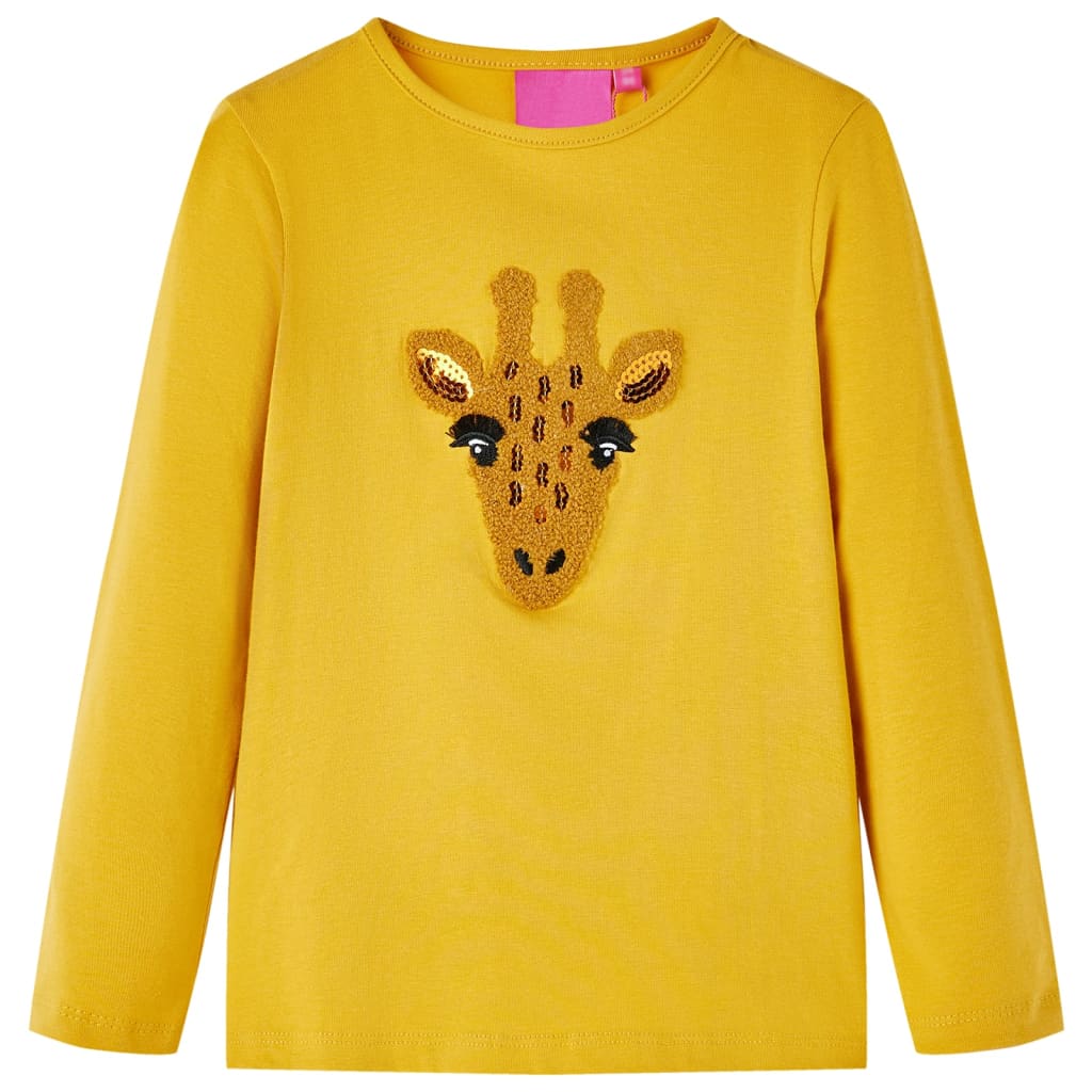 Kids' T-shirt with Long Sleeves Dark Ochre 116