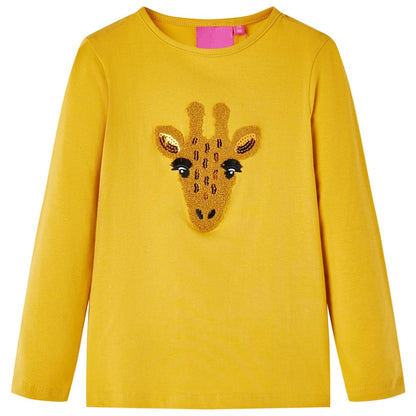 Kids' T-shirt with Long Sleeves Dark Ochre 116