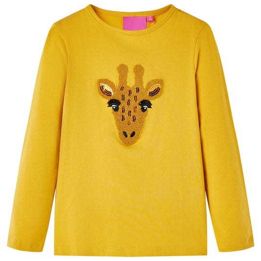 Kids' T-shirt with Long Sleeves Dark Ochre 116