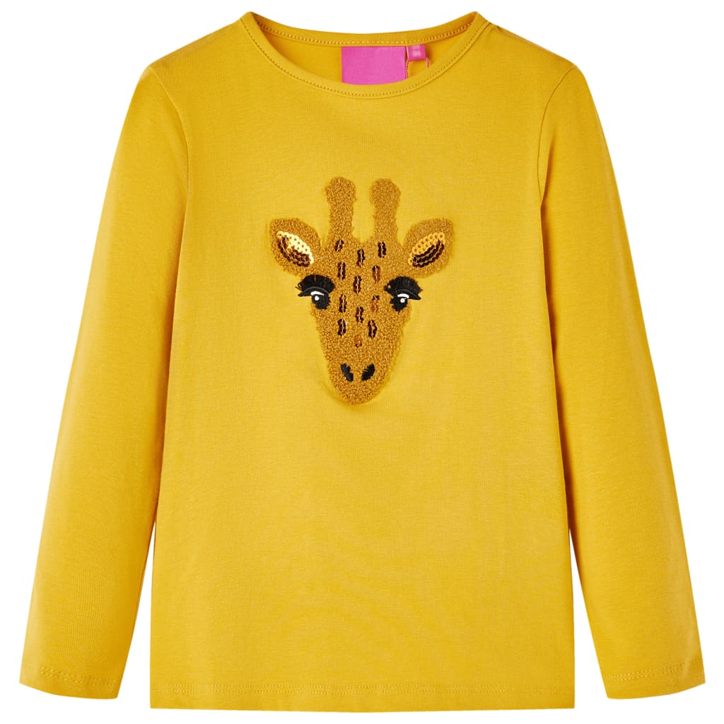 Kids' T-shirt with Long Sleeves Dark Ochre 140