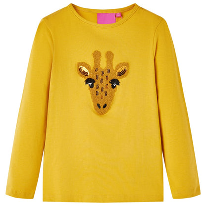 Kids' T-shirt with Long Sleeves Dark Ochre 140