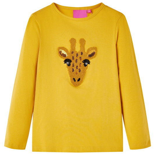 Kids' T-shirt with Long Sleeves Dark Ochre 140