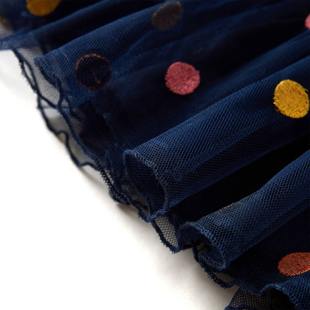 Kids' Tulle Skirt with Polka Dot Navy Blue 92