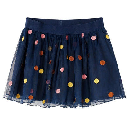 Kids' Tulle Skirt with Polka Dot Navy Blue 128