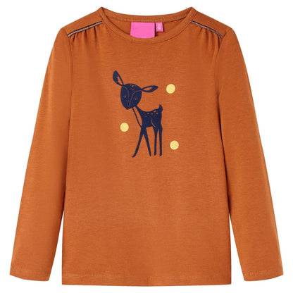 Kids' T-shirt with Long Sleeves Cognac 104