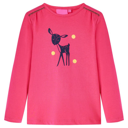 Kids' T-shirt with Long Sleeves Bright Pink 92