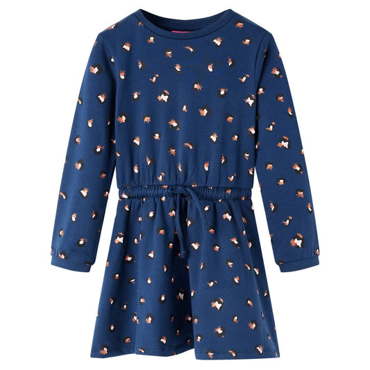 Kids' Dress with Long Sleeves Navy Blue 104