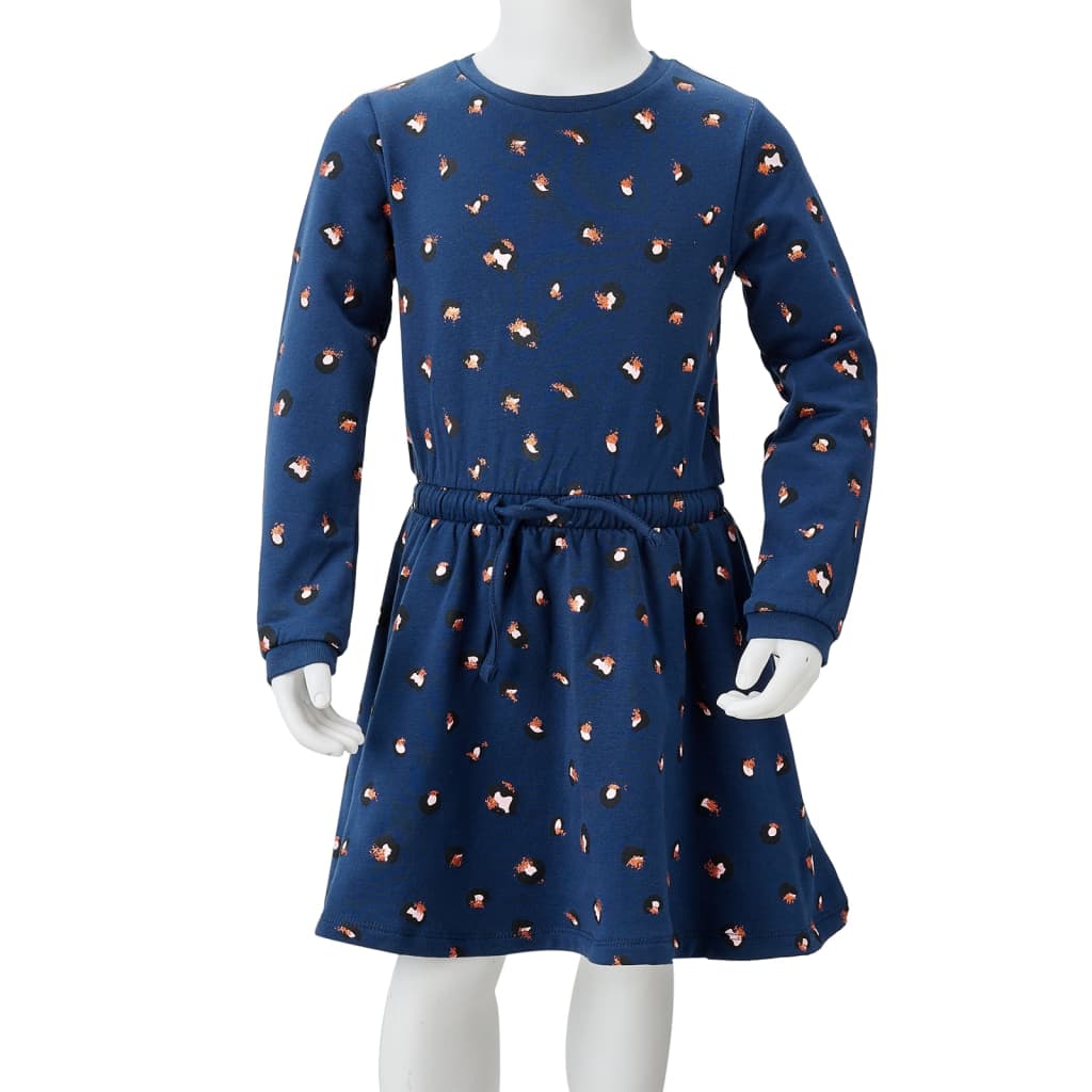 Kids' Dress with Long Sleeves Navy Blue 104