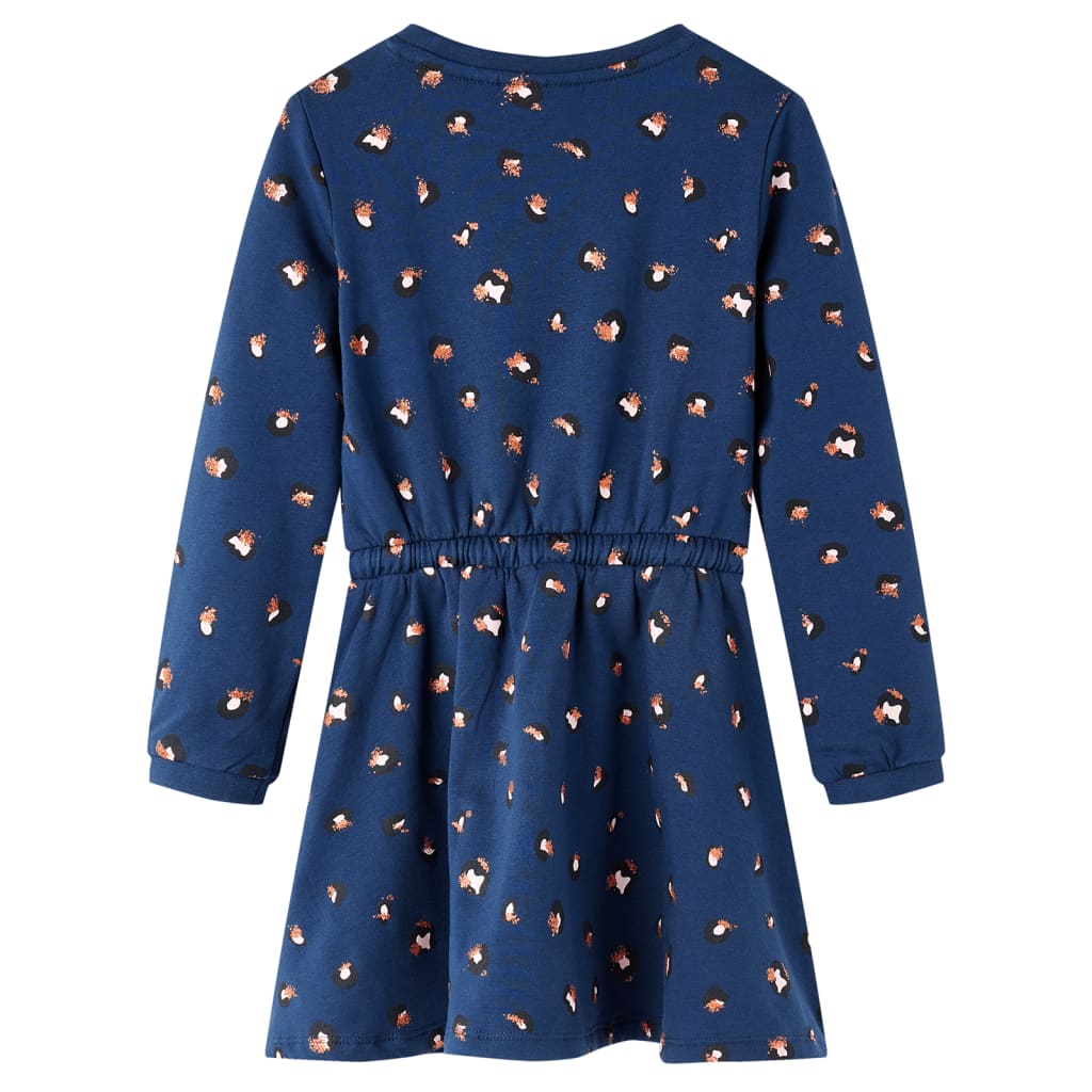 Kids' Dress with Long Sleeves Navy Blue 140