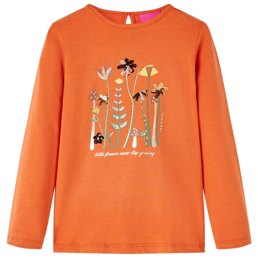 Kids' T-shirt with Long Sleeves Burnt Orange 104