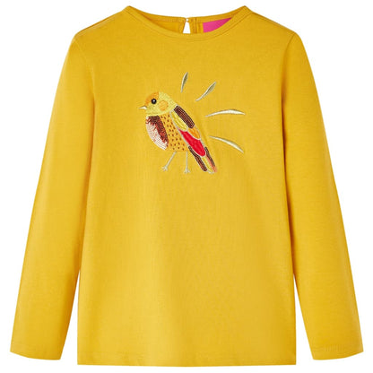 Kids' T-shirt with Long Sleeves Dark Ochre 128