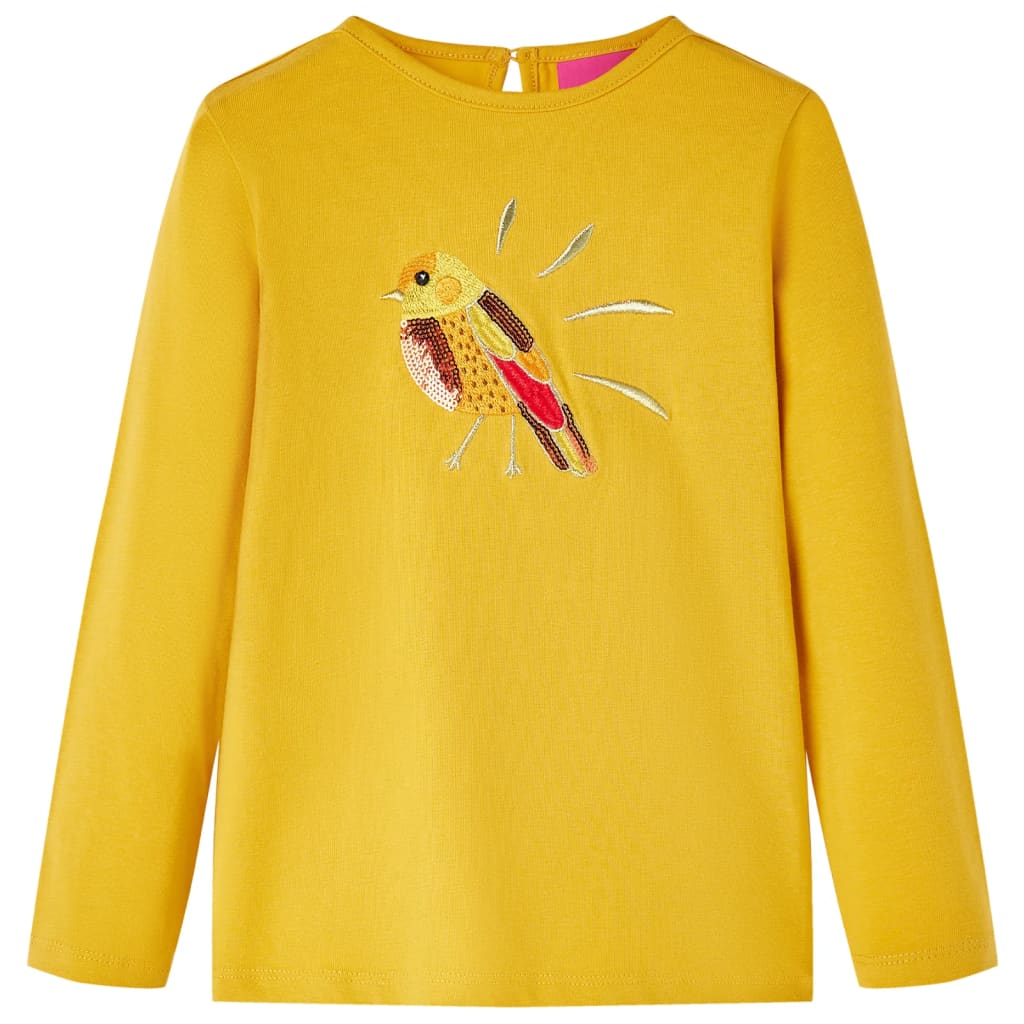 Kids' T-shirt with Long Sleeves Dark Ochre 140