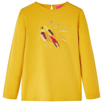 Kids' T-shirt with Long Sleeves Dark Ochre 140