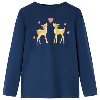 Kids' T-shirt with Long Sleeves Navy Blue 128