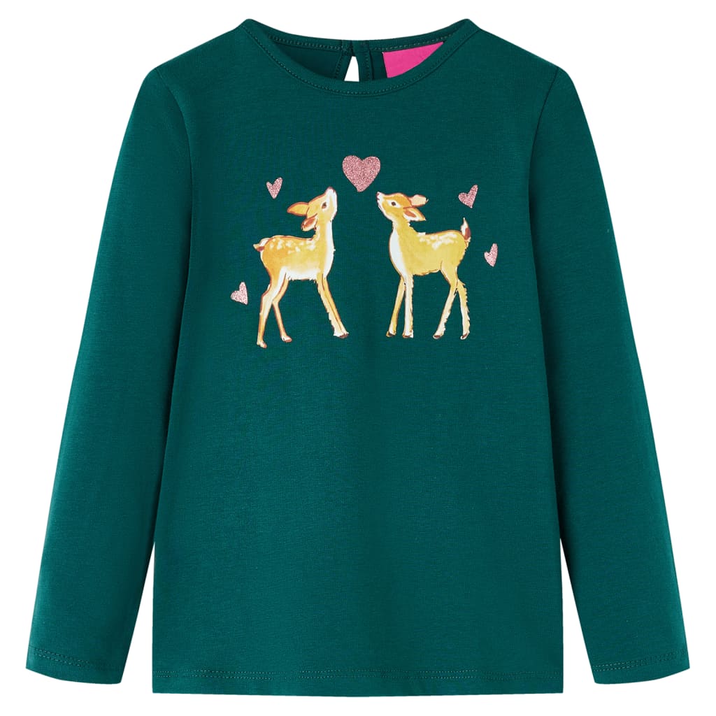 Kids' T-shirt with Long Sleeves Dark Green 92