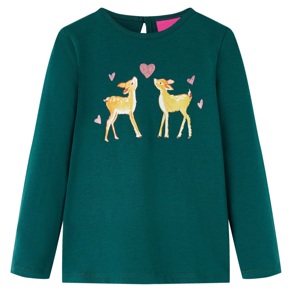 Kids' T-shirt with Long Sleeves Dark Green 104