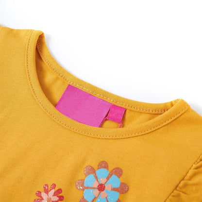 Kids' T-shirt with Long Sleeves Dark Ochre 92