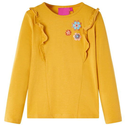 Kids' T-shirt with Long Sleeves Dark Ochre 140