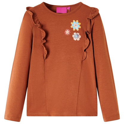 Kids' T-shirt with Long Sleeves Cognac 116