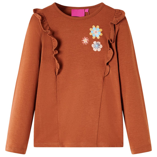 Kids' T-shirt with Long Sleeves Cognac 128