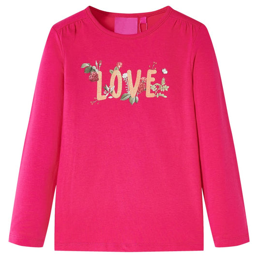 Kids' T-shirt with Long Sleeves Bright Pink 104