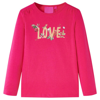 Kids' T-shirt with Long Sleeves Bright Pink 116