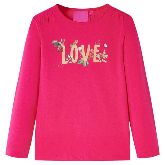 Kids' T-shirt with Long Sleeves Bright Pink 128