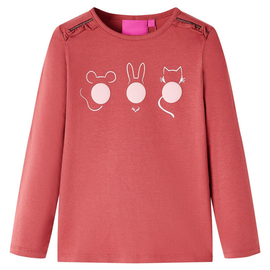 Kids' T-shirt with Long Sleeves Burnt Pink 92