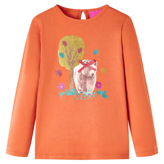 Kids' T-shirt with Long Sleeves Burnt Orange 92