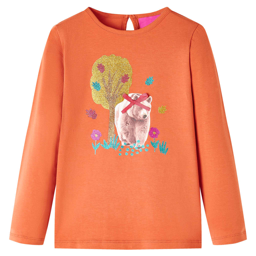 Kids' T-shirt with Long Sleeves Burnt Orange 140