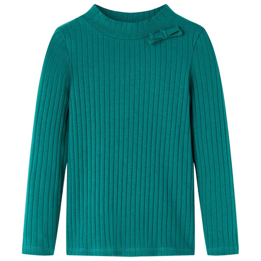 Kids' T-shirt with Long Sleeves Rib-knit Dark Green 104