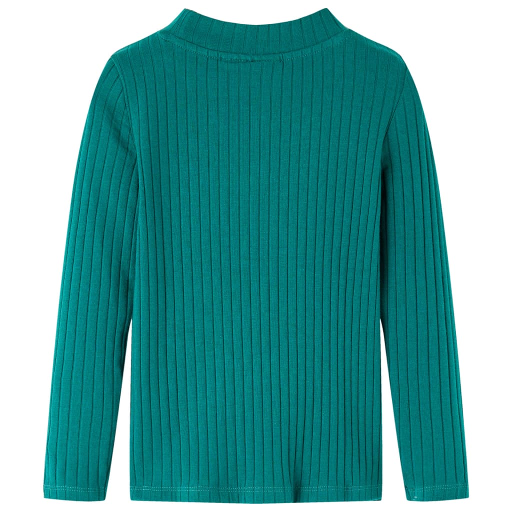 Kids' T-shirt with Long Sleeves Rib-knit Dark Green 104