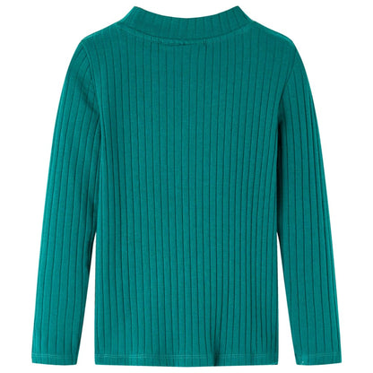 Kids' T-shirt with Long Sleeves Rib-knit Dark Green 104