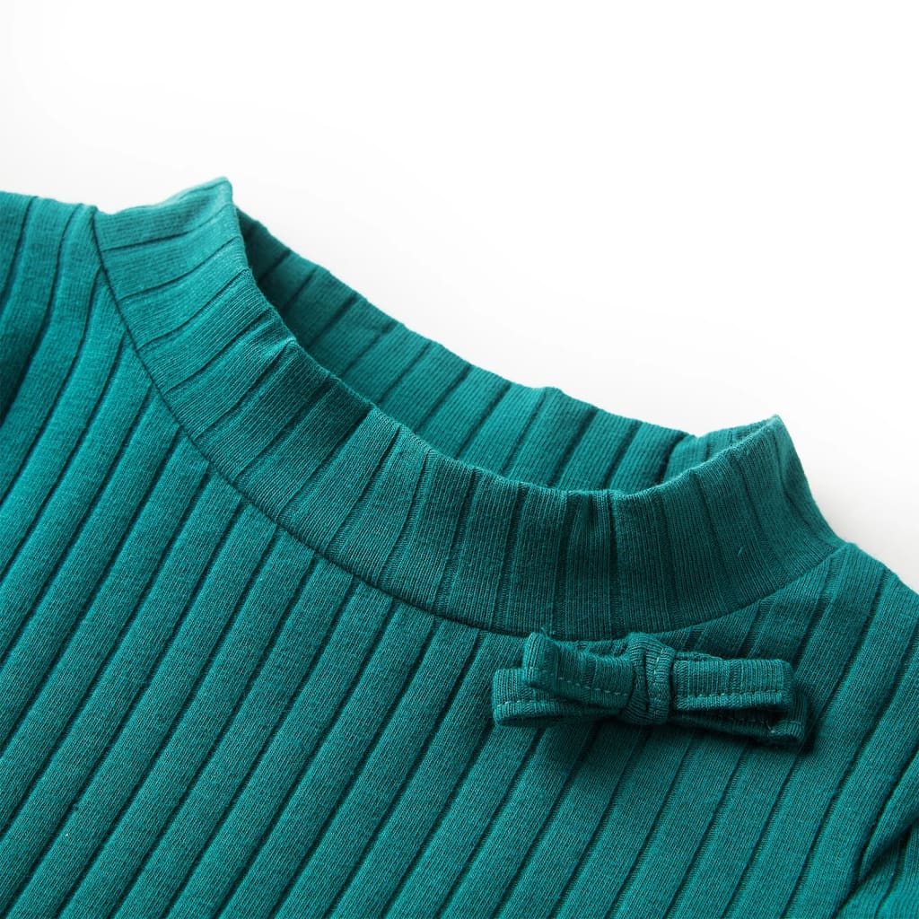 Kids' T-shirt with Long Sleeves Rib-knit Dark Green 104