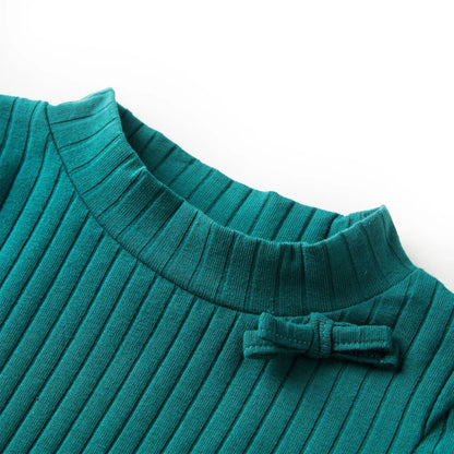 Kids' T-shirt with Long Sleeves Rib-knit Dark Green 104