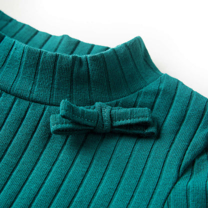 Kids' T-shirt with Long Sleeves Rib-knit Dark Green 104