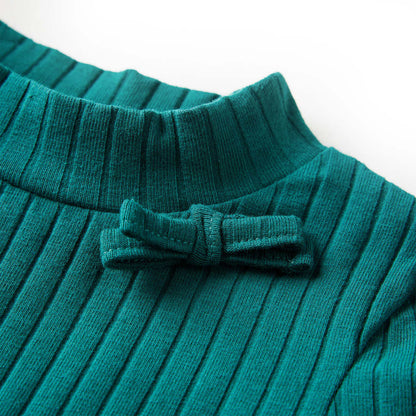 Kids' T-shirt with Long Sleeves Rib-knit Dark Green 116