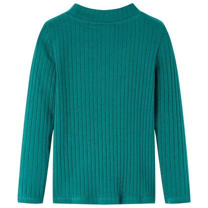 Kids' T-shirt with Long Sleeves Rib-knit Dark Green 128