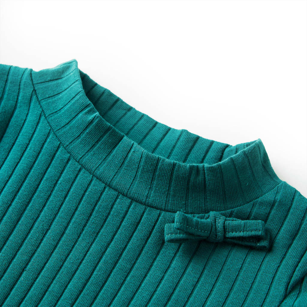 Kids' T-shirt with Long Sleeves Rib-knit Dark Green 128