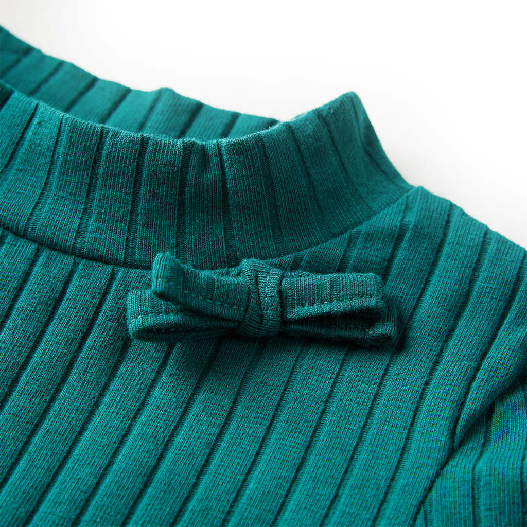 Kids' T-shirt with Long Sleeves Rib-knit Dark Green 128