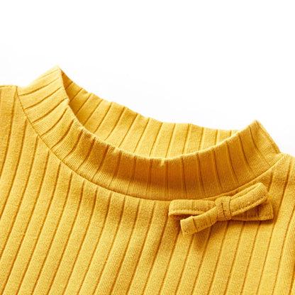 Kids' T-shirt with Long Sleeves Rib-knit Dark Ochre 104